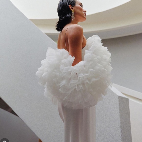 NWT!** SELEZZA LONDON BRIDAL SET TULLE TOP & SAWYER PLEATED TROUSERS! Sz small - Picture 3 of 4